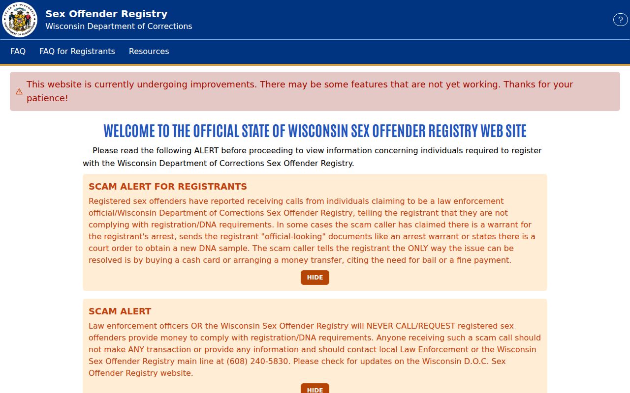 Winnebago County sex offender criminal registry profile layout