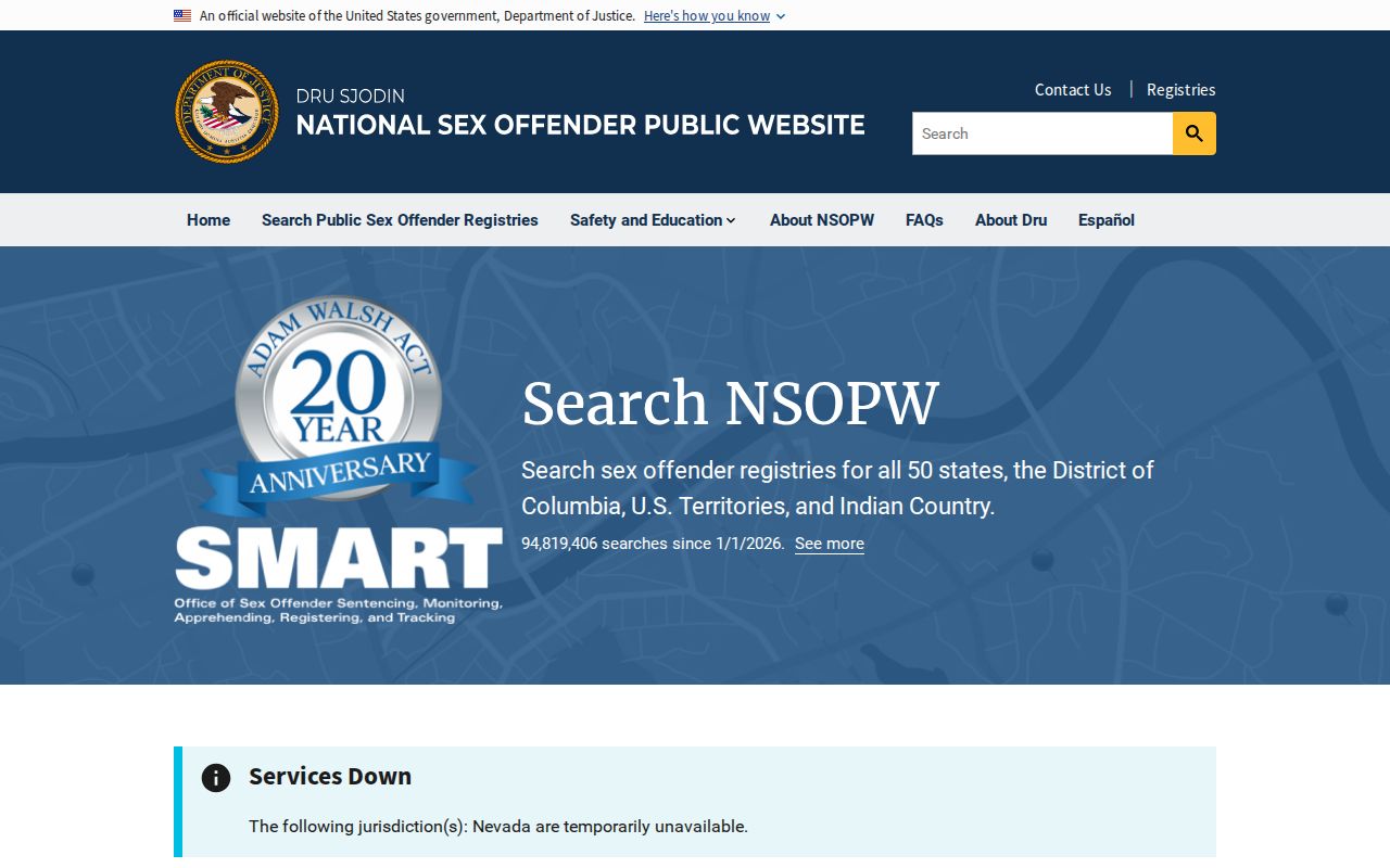 National search layer for a Winnebago County sex offender check