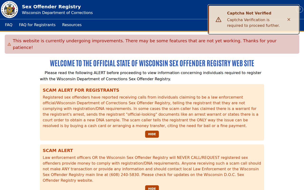 Winnebago County sex offender geographic registry search fields